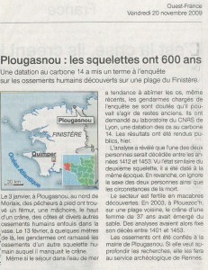 2009-11-20 - Ouest France _  Plougasnou, les squelettes ont 600 ans